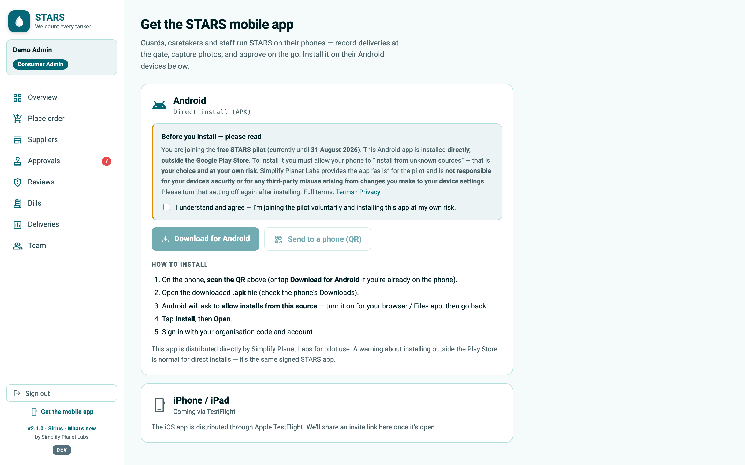 STARS screenshot: download-app